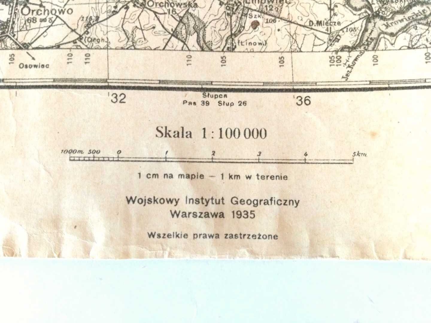 Stara mapa topograficzna Mogilno 1935 Wojskowa