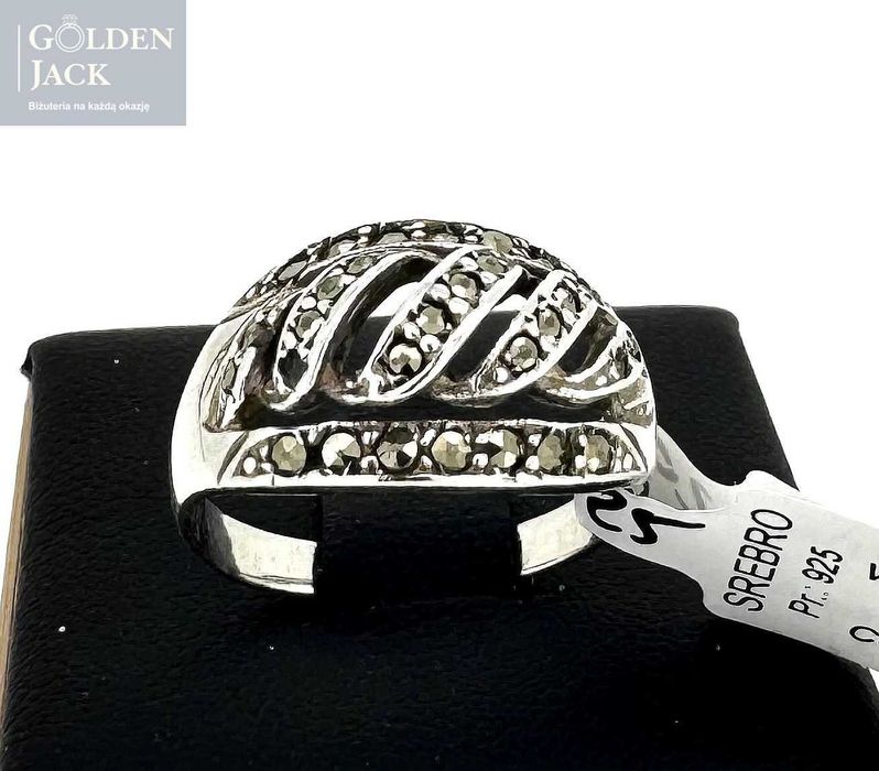 Srebrny pierścionek z Markazytami srebro pr. 925 waga 3,36 g roz. 13