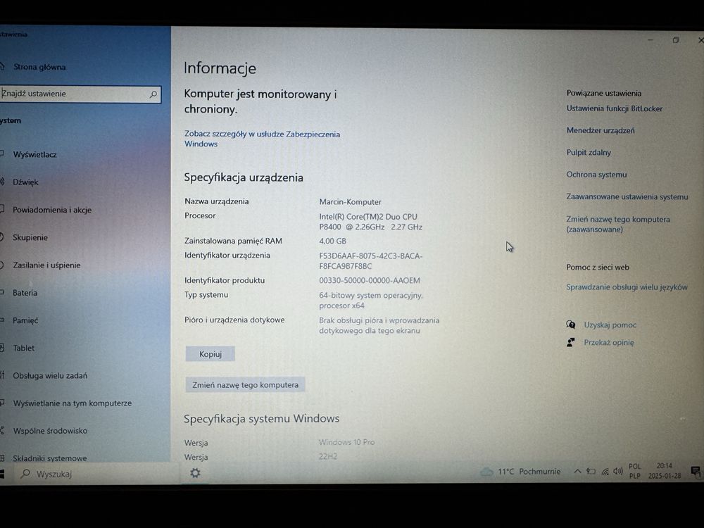 Laptop Dell Latitude E5400 Intel Core Duo 2 + Dysk SSD