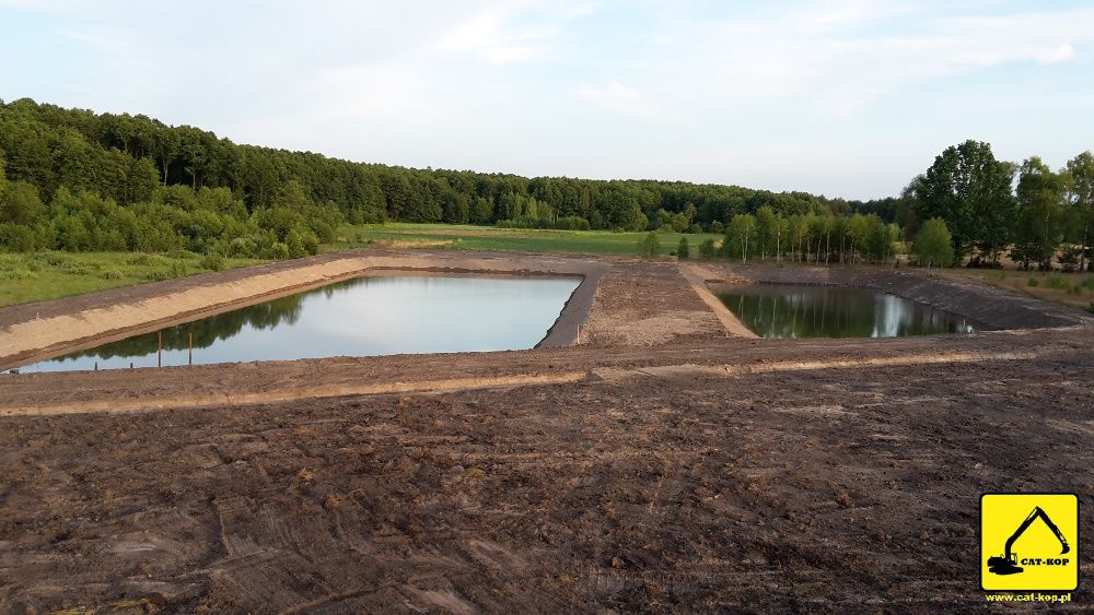 Kopanie i odmulanie stawów, wynajem koparki long reach MAZOWIECKIE