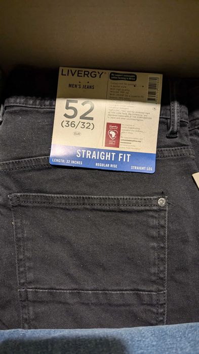 Jeansy męskie. Livergy straight fit. Rozmiar 52 czarne. 36/32