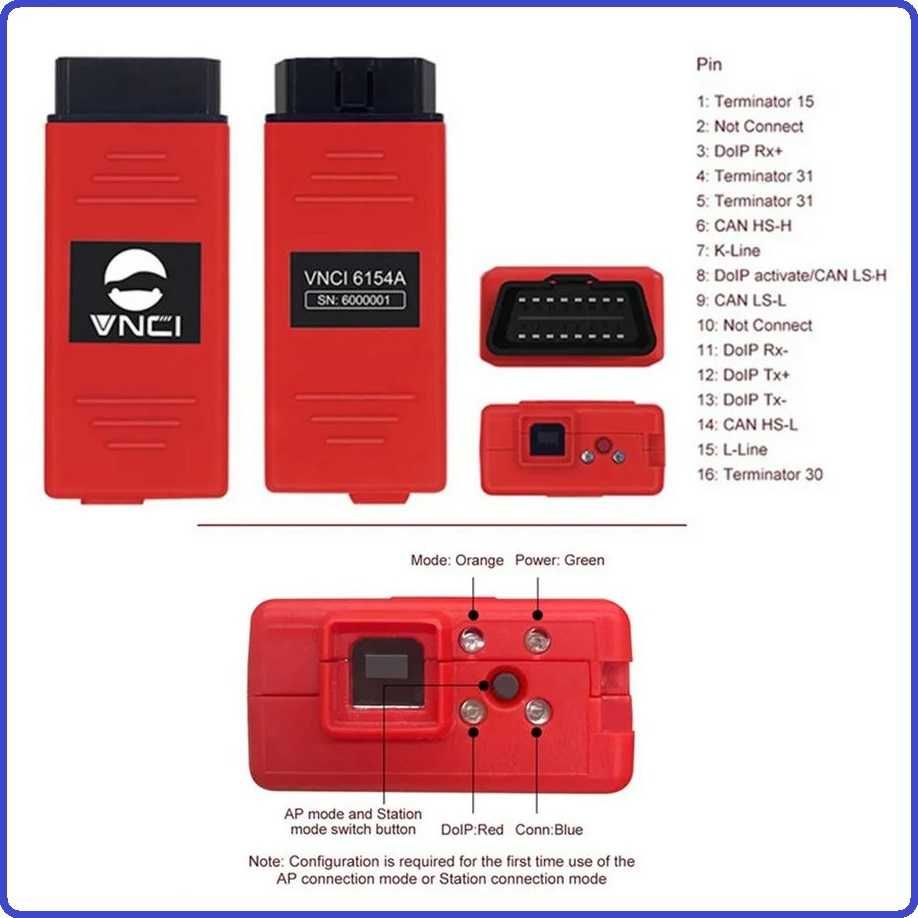 Авто сканер Адаптер VNCI 6154A VAG (CAN FD/DolP) ODIS 24 WI-FI