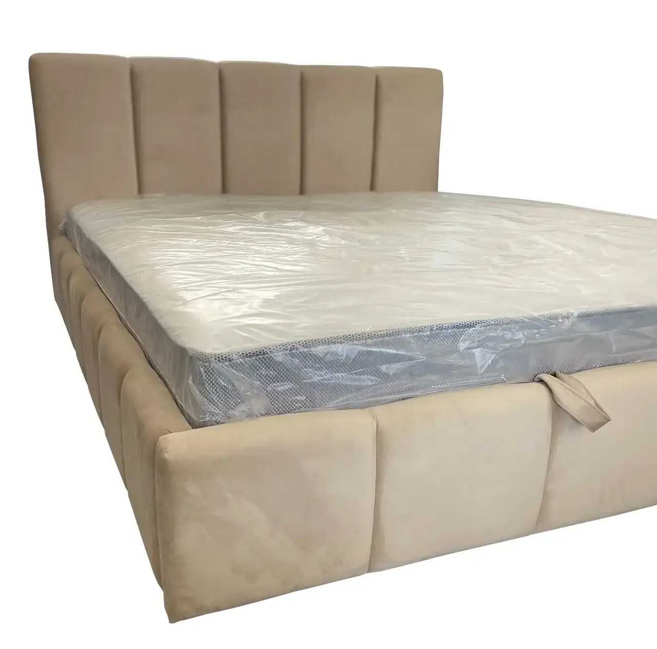 Ліжко Астра двоспальне дерев'яне 180х200 з м'якою спинкою