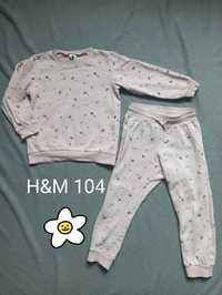 Dres dresy H&M spodnie bluza 104 różowy kwiaty