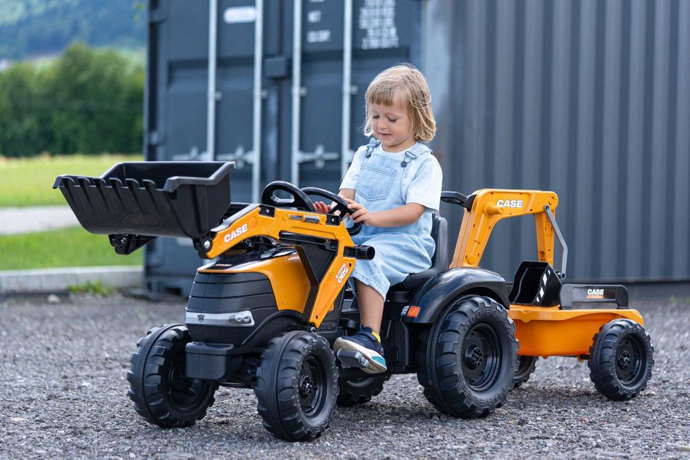 OGROMNY FALK Traktor Koparka na pedały dla dzieci 997Y przyczepa CASE