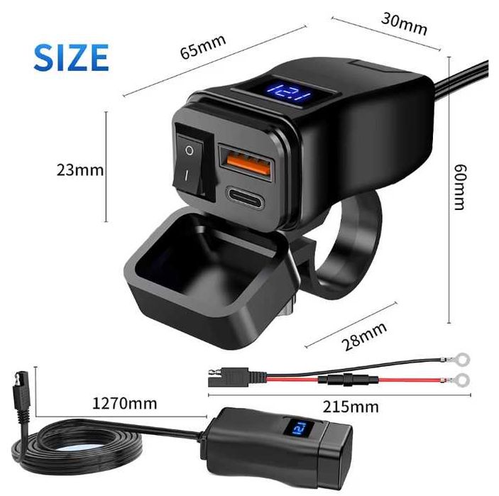 Motocyklowa szybka ładowarka Usb Usb C na kierownicę