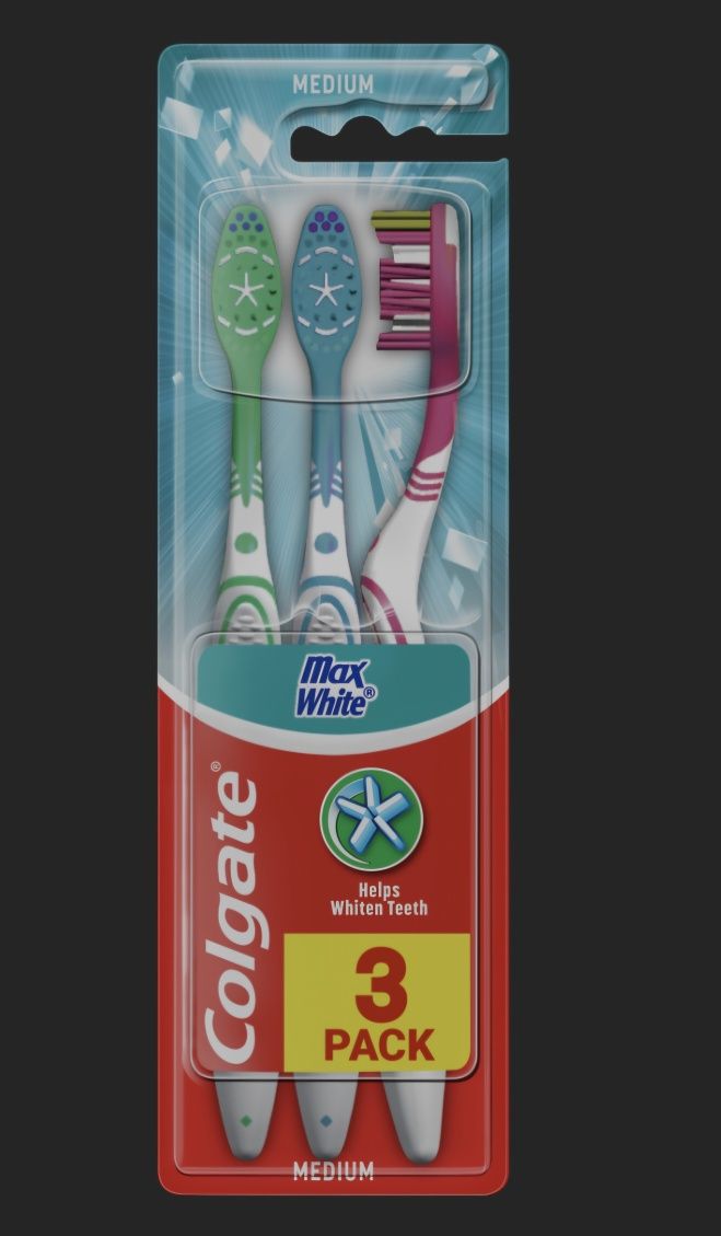 Colgate szczoteczka MaxWhite 3pak średnia medium +gratis