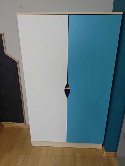 Szafa, regał do pokoju dziecięcego,  biało - błękitna TANIO