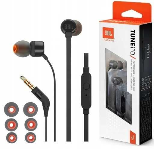 Nowe Słuchawki Przewodowe JBL TUNE 110 – Czarne Jack 3,5mm