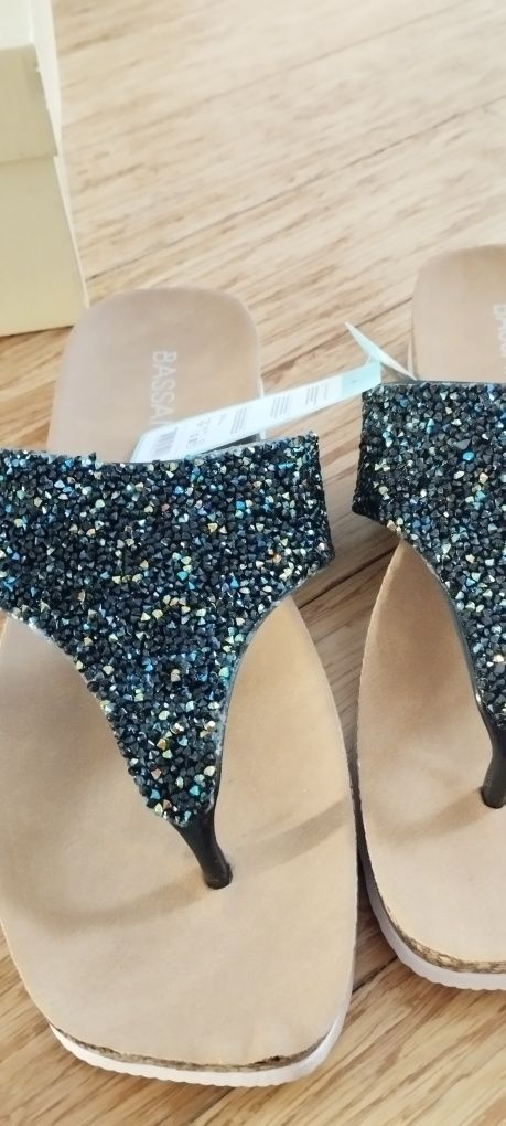 Japonki klapki r.39 brokat cekiny