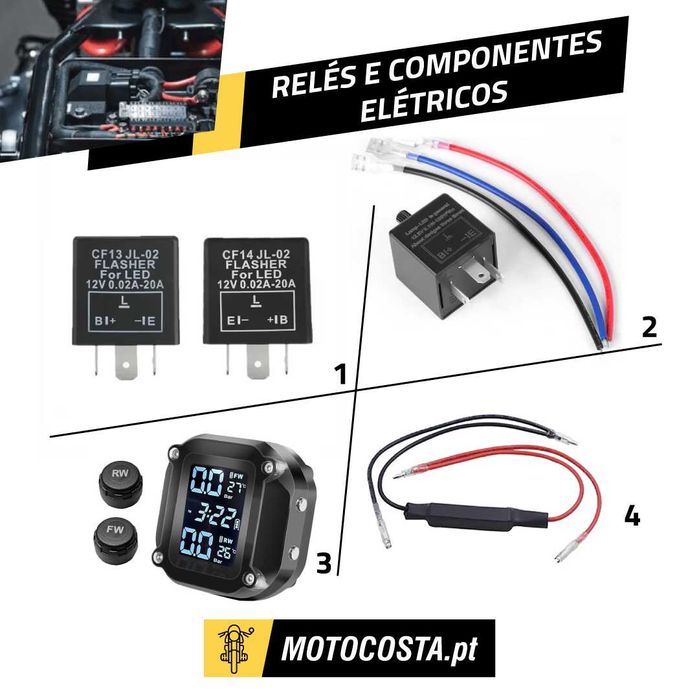 Relés e Componentes Elétricos - Piscas, Resistências - MOTOCOSTA