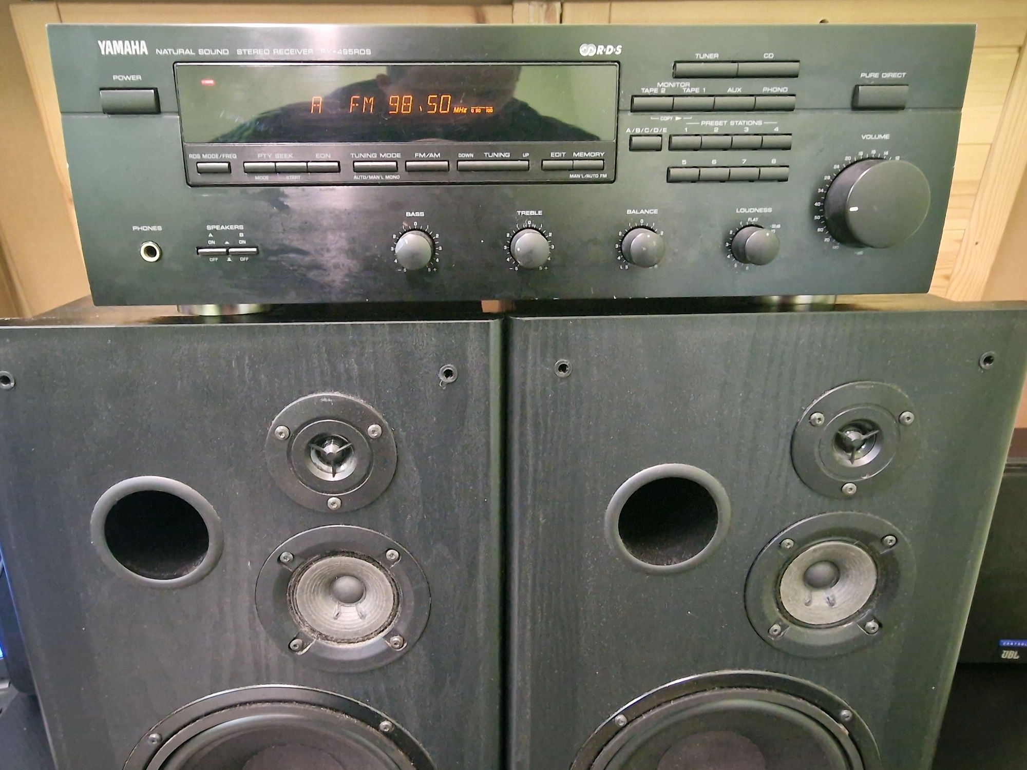 Zestaw stereo amplituner Yamaha z kolumnami Grundig