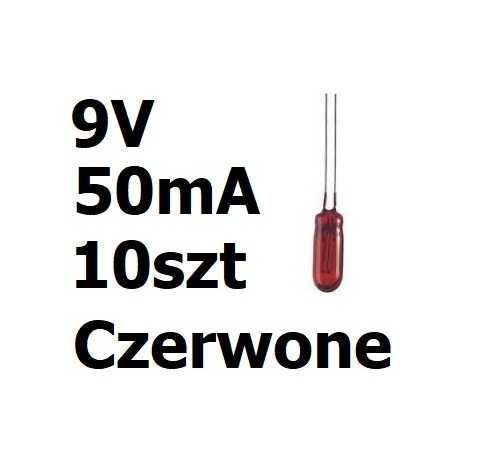 Żarówka miniaturowa czerwona 3x7mm 9V 50mA 10szt