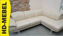 Narożnik sofa skóra nowoczesny styl jasny ecru 250x200  rabat -40%