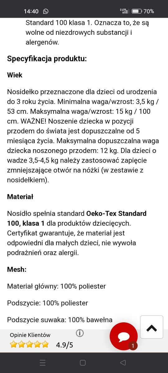 Nosidełko babybjorn stan idealny