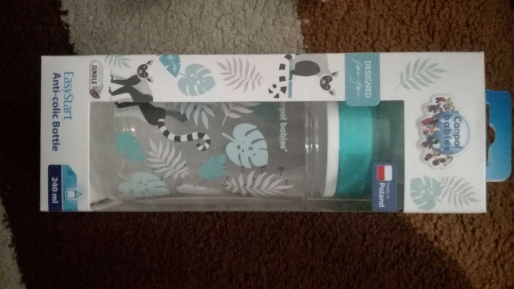 Butelka szeroka Canpol Babies 240 ml, śliniak frotte, butelka wąska
