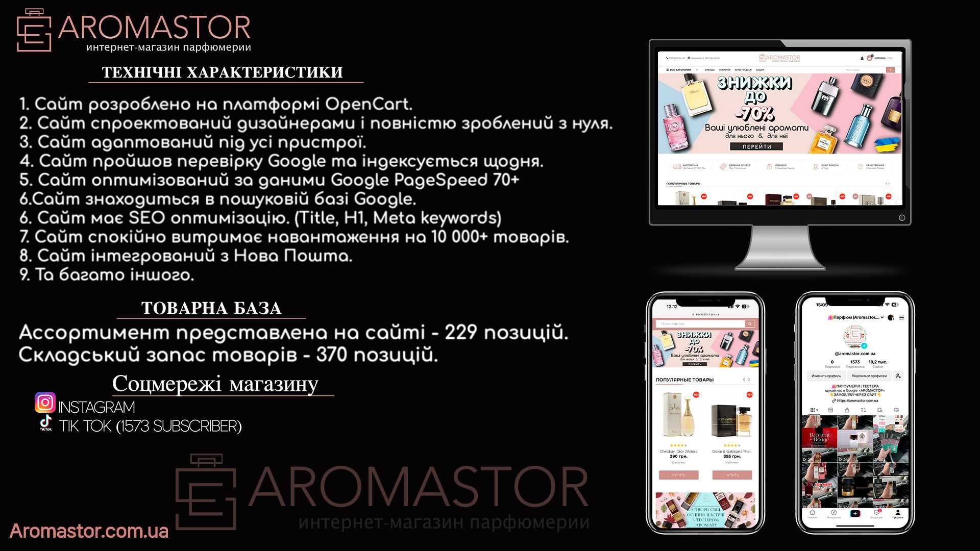 Діючий Інтернет Магазин з товаром Aromastor