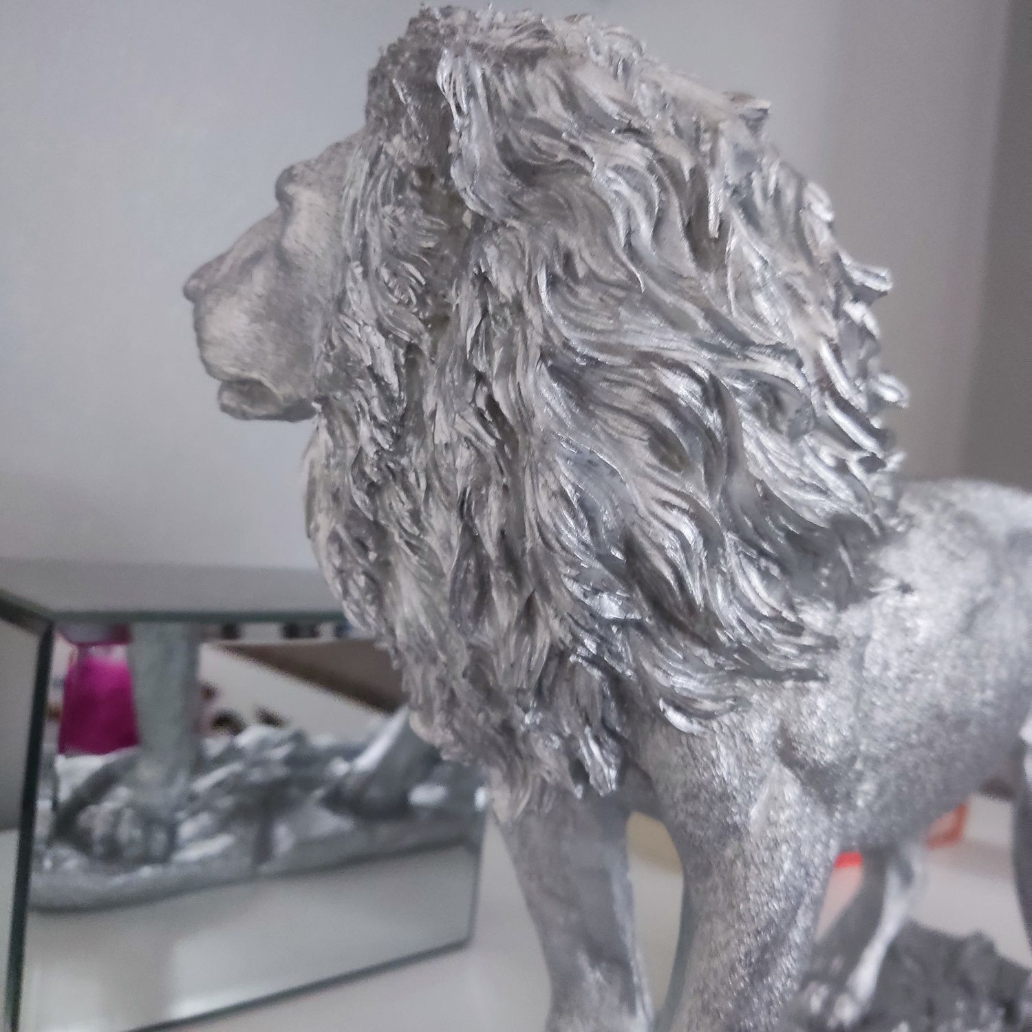 Figurka srebrna lwa duża nowa Glamour dekoracyjna