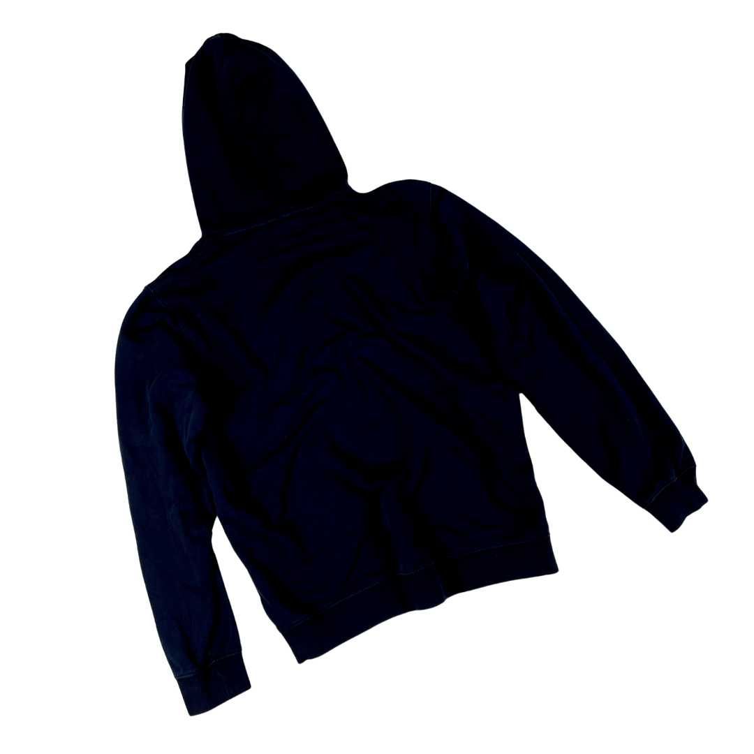 Champion navy hoodie z małym nadrukiem streetwear (L) 90s 80s y2k