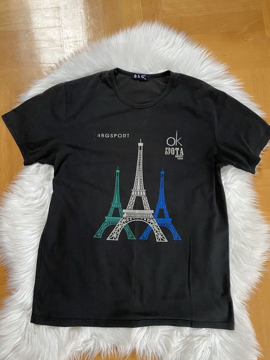 Podkoszulka męska bluzka tshirt czarna XL wieża Eiffla Paris