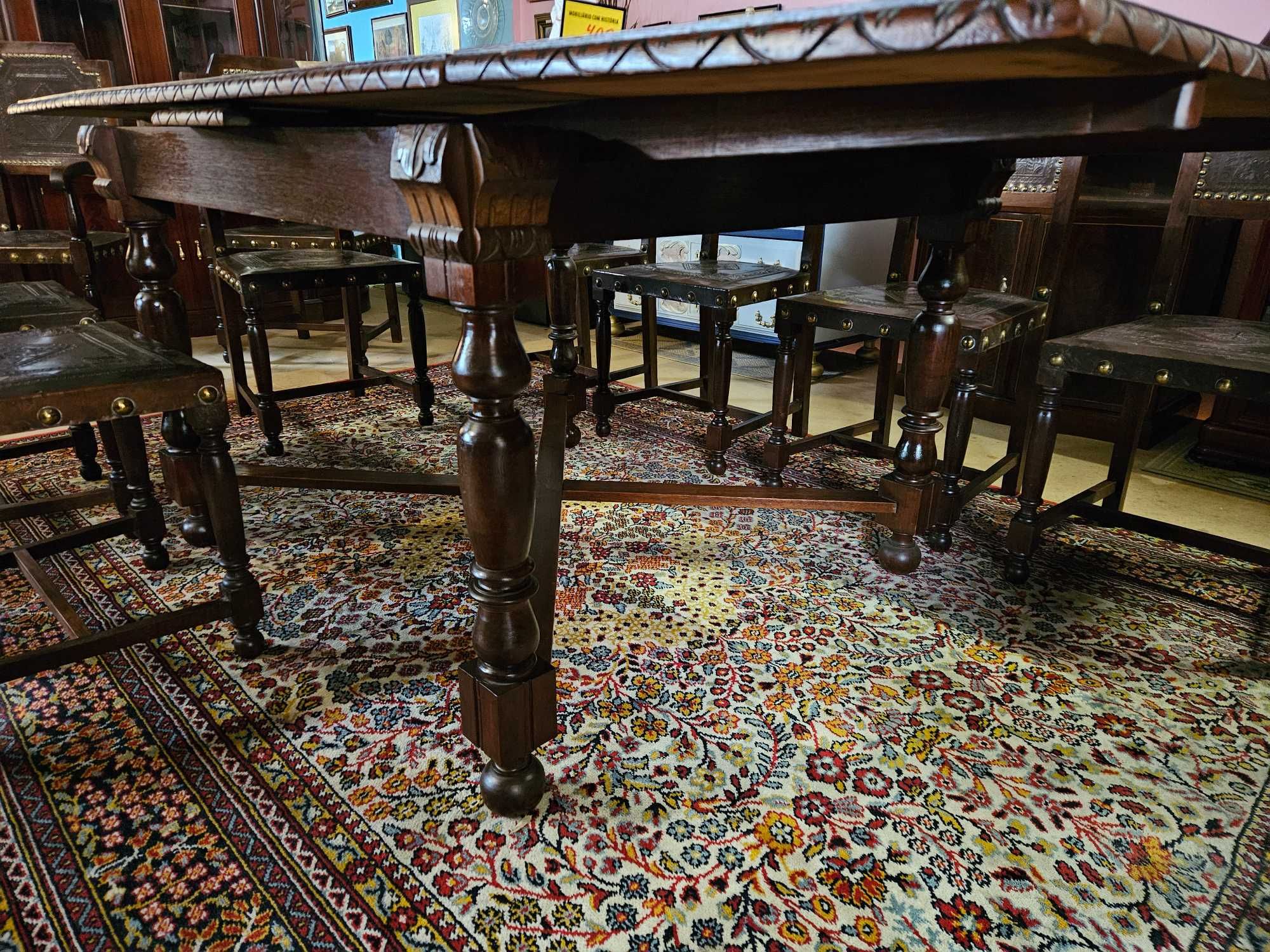 Mesa antiga em madeira maciça de estilo Holandês - Extens