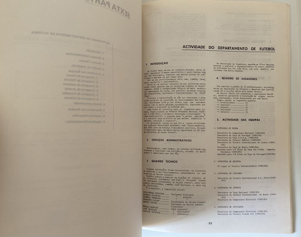 Relatório e contas do Sport Lisboa  Benfica 1983