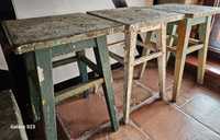 Taboret drewniany z lat 70 tych PRL 3 szt