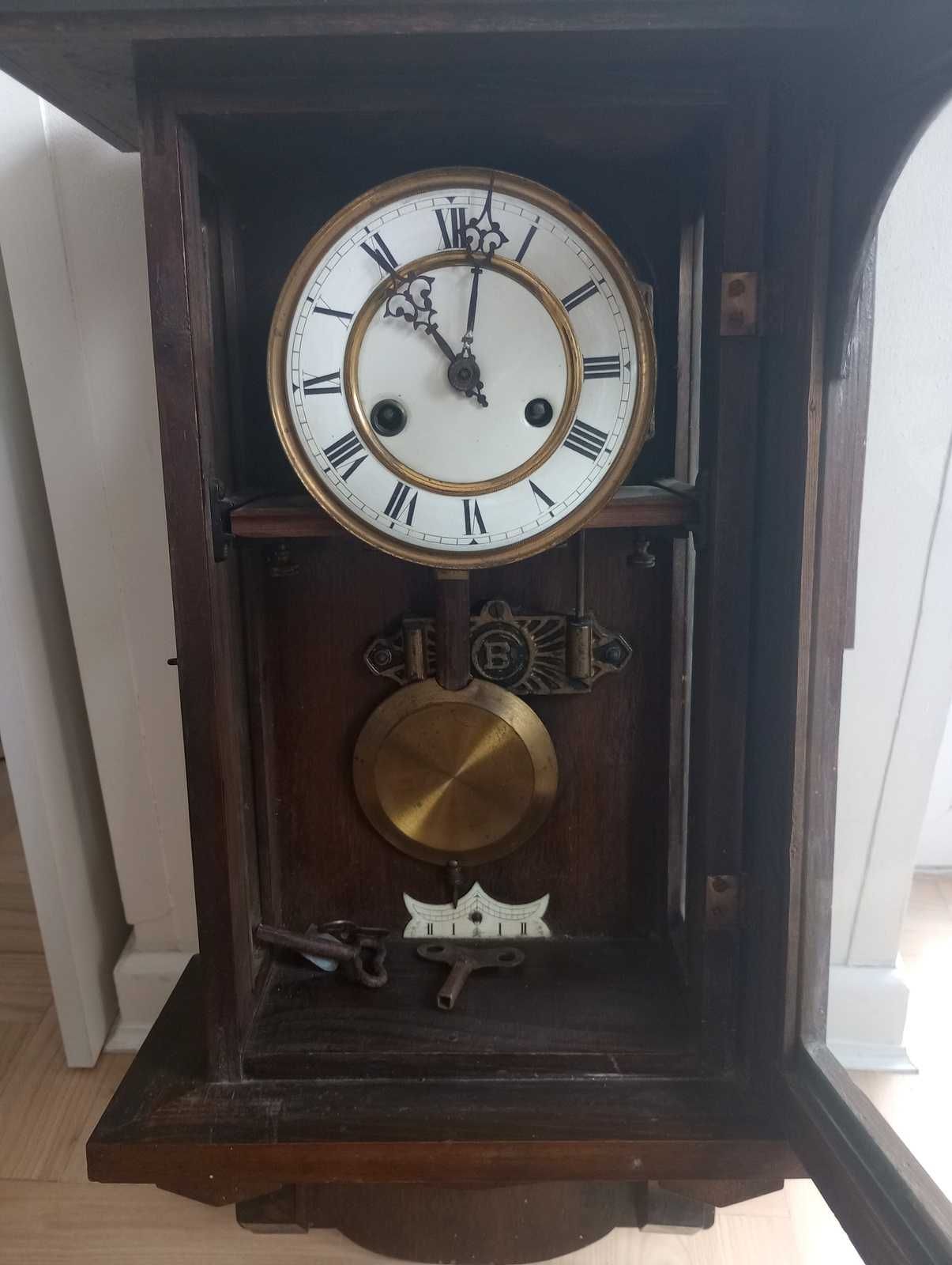 zegar wiszący drewniany retro zabytkowy Carl Badische