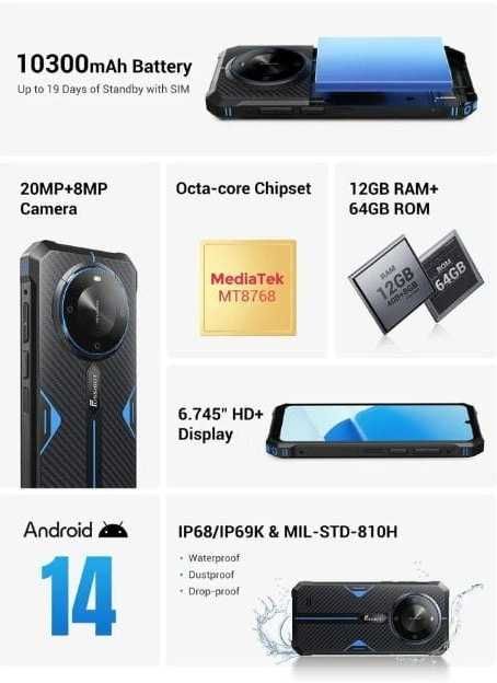 Fossibot F105 4GB/64GB IP69K 2.0GHz