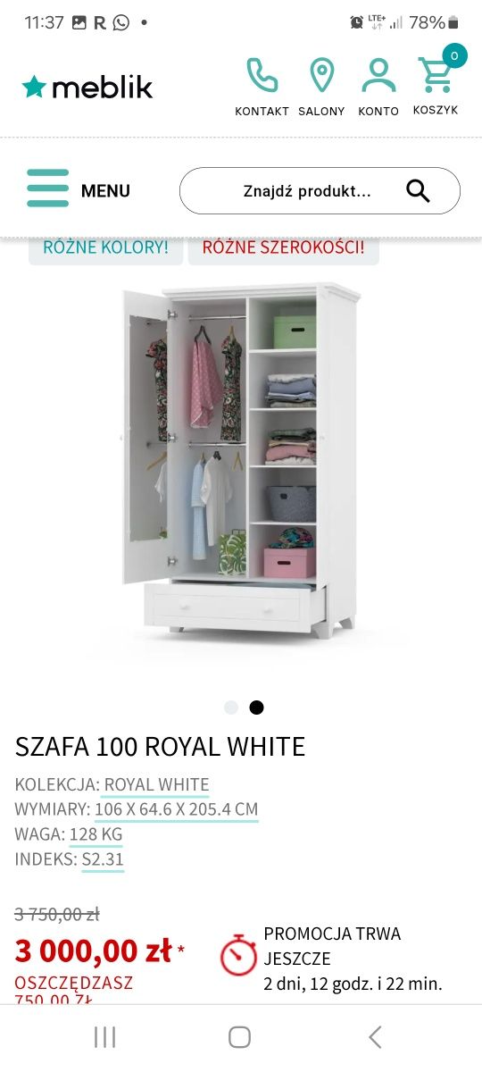 Meblik szafa royal grey