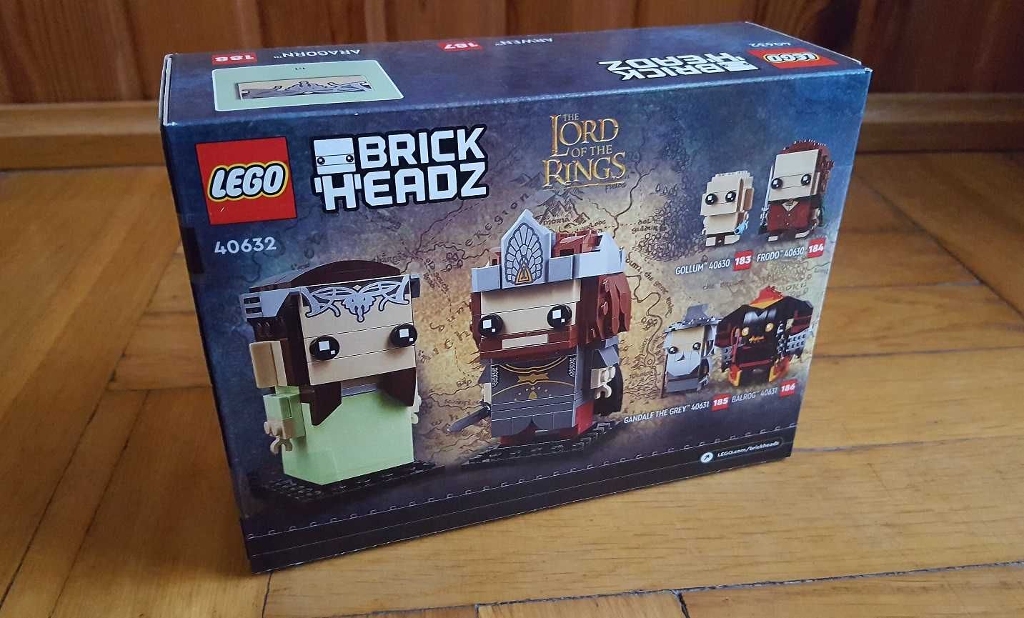 LEGO BrickHeadz 40631 i 40632 Gandalf Szary + Balrog, Aragorn i Arwena