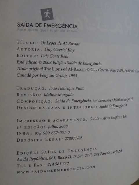 Os Leões de Al-Rassan de Guy Gavriel Kay - 1ª Edição