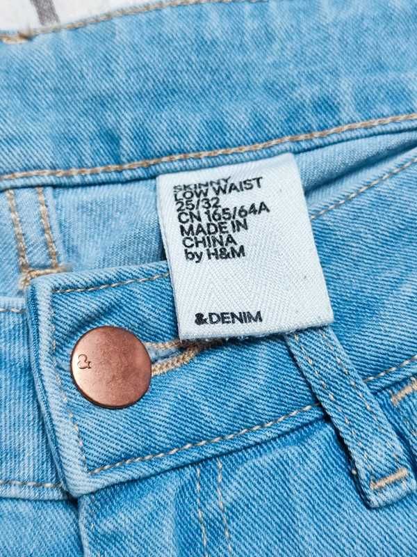 Spodnie jeansowe dżinsowe jeansy dżinsy rurki H&M XS 25/32 niebieskie