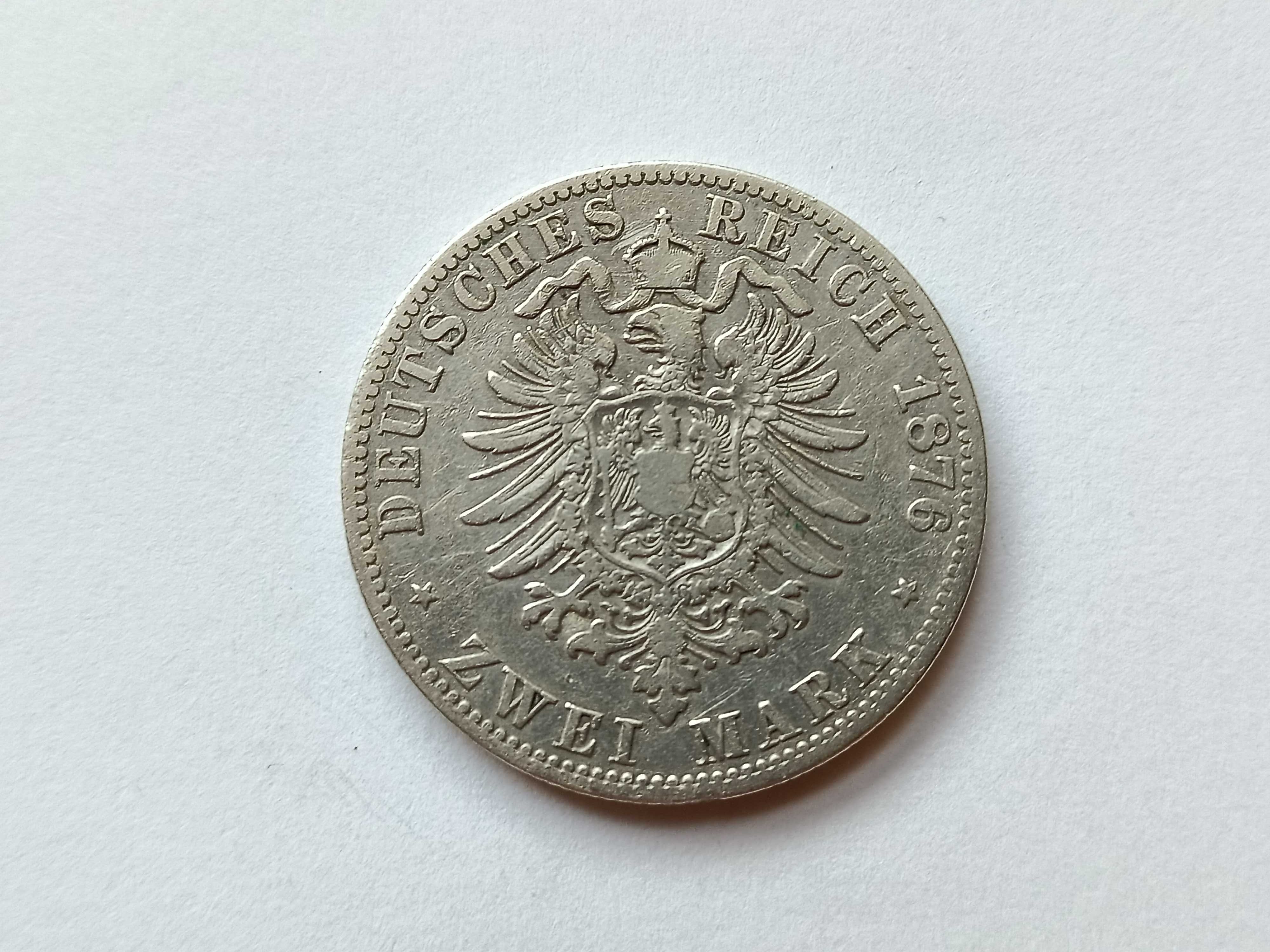 2 marki 1876 A Niemcy Prusy Wilhelm  l Stan 2 oryginał Srebro