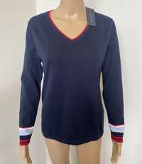 Sweter cienki granatowy Tommy Hilfiger S 100% bawełna