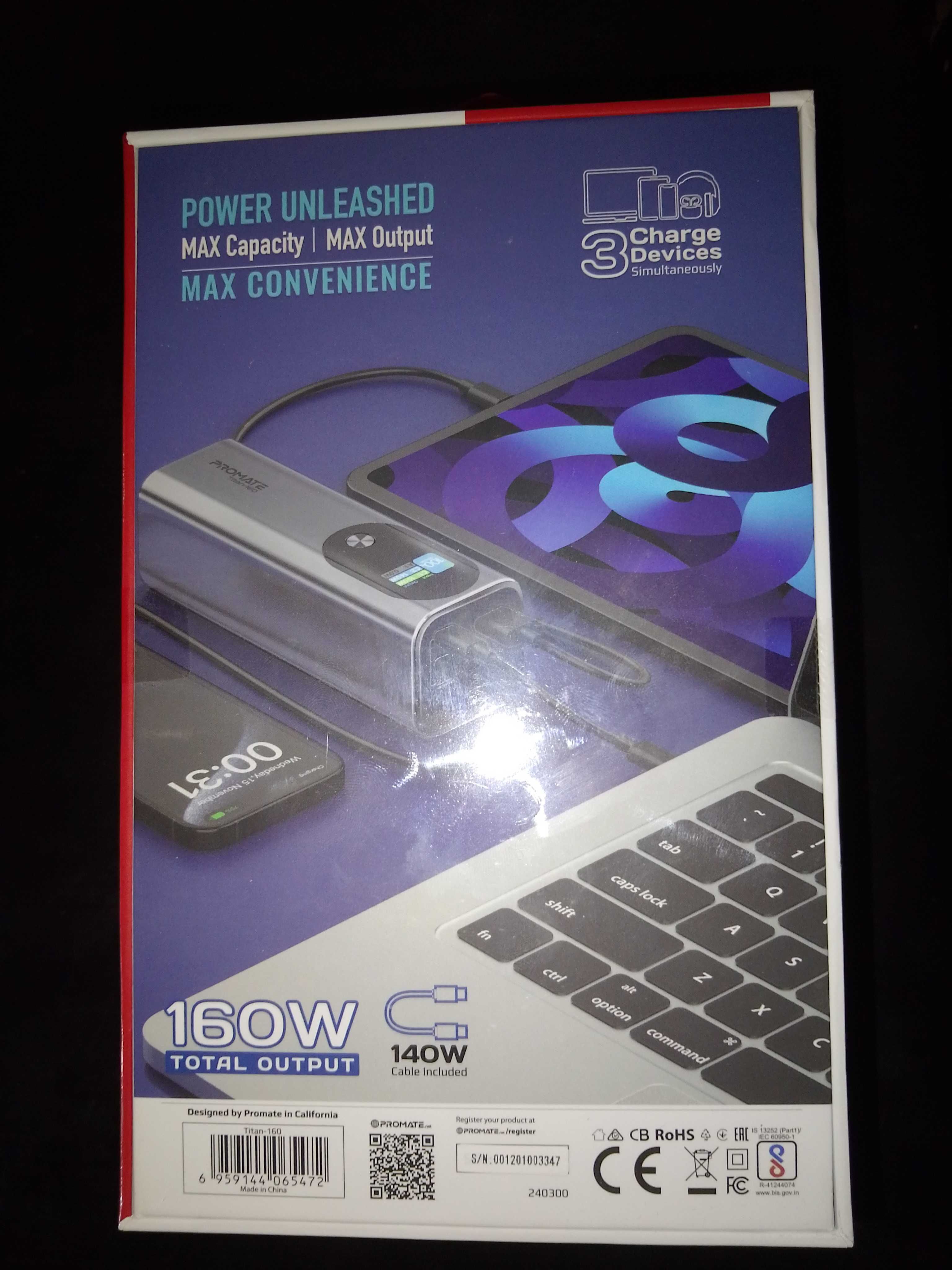 Новый супермощный павербанк Promate Titan-160 27600 mAh