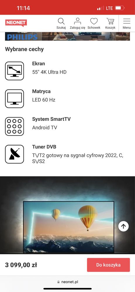 Telewizor PHILIPS 55PUS8007 Ambilight 4K LED Android TV