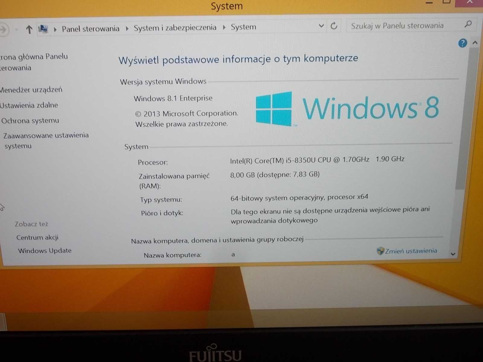 Fujitsu Lifebook E548 Core i5-8350U 8B DDR4 256GB NVMe