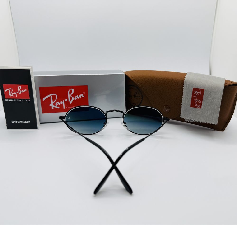 Солнцезащитные очки Ray Ban Oval 3547 Black-Blue Gradient 51мм стекло