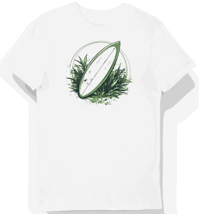 Koszulka męska biała z nadrukiem zielonych desek surfingowych XL