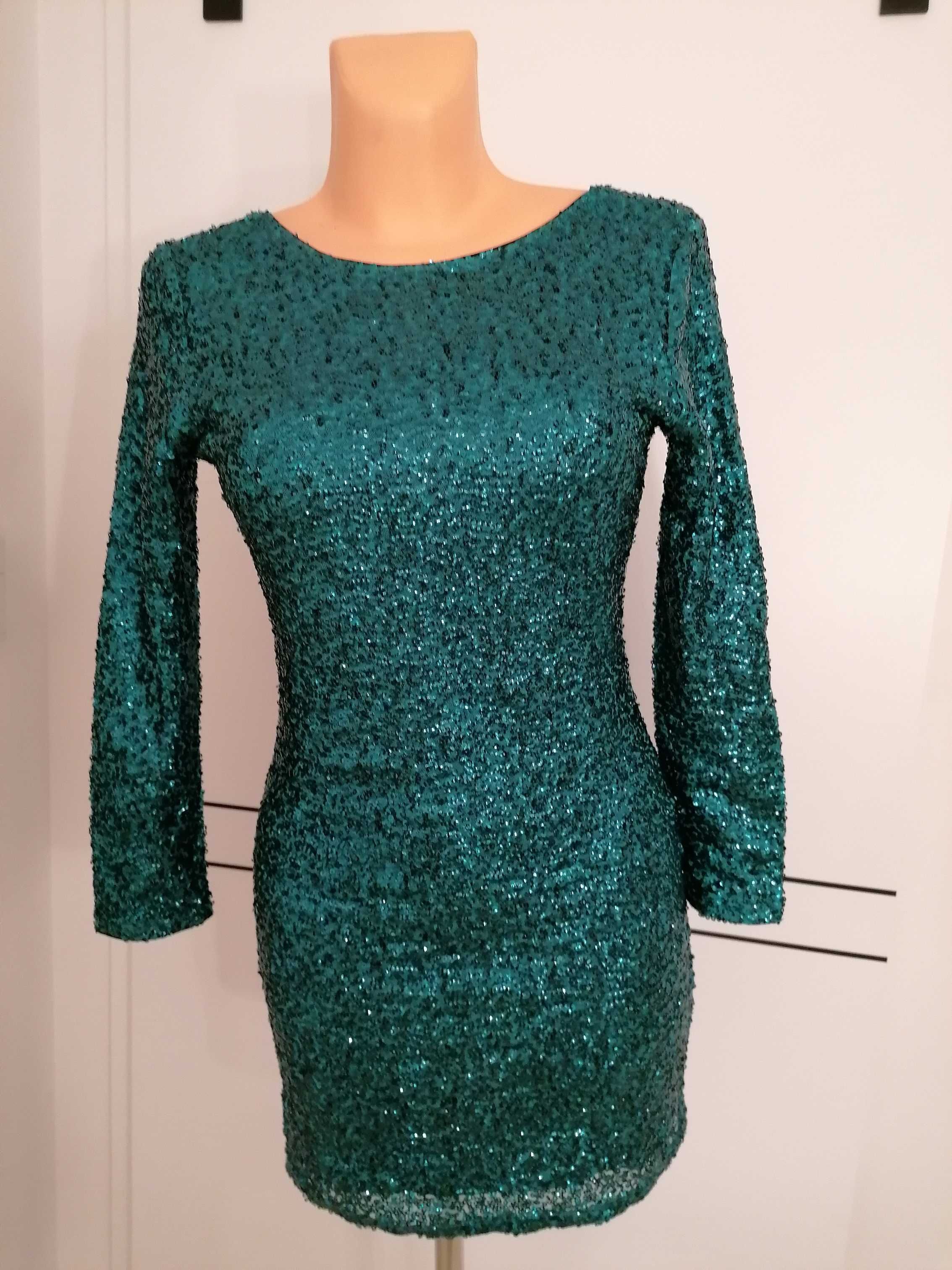 Sukienka wieczorowa H&M w zielone cekiny