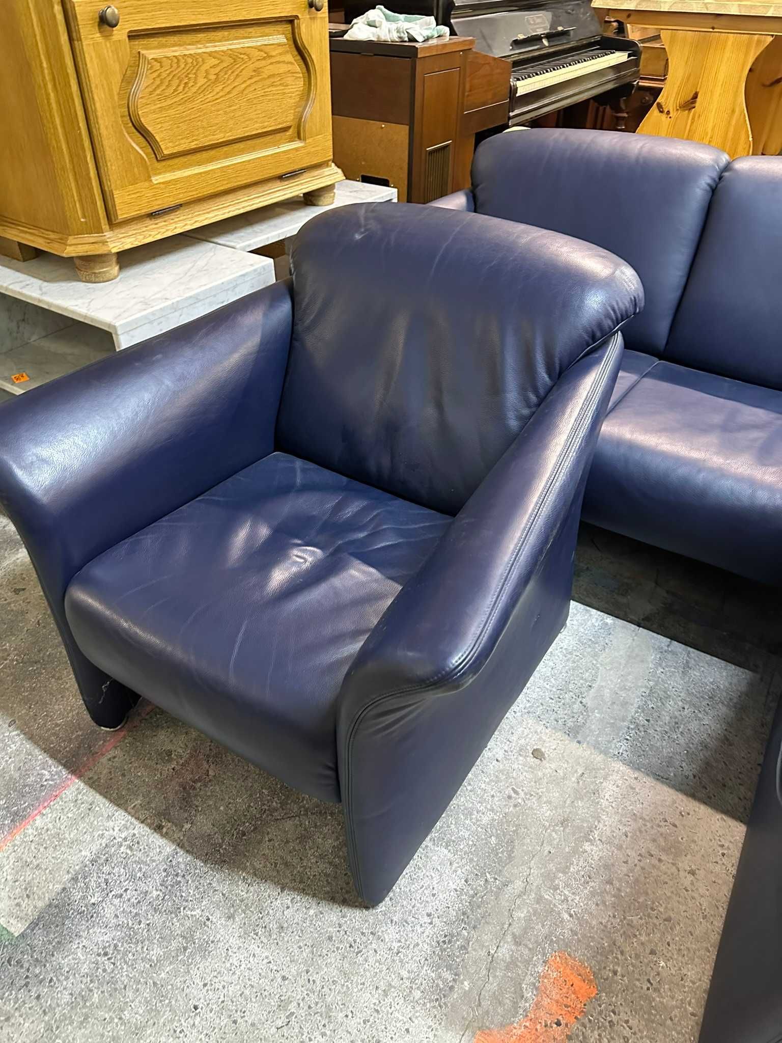 Wypoczynek 3+1+1 Sofa fotele skóra prawdziwa z Niemiec DOWÓZ DO DOMU