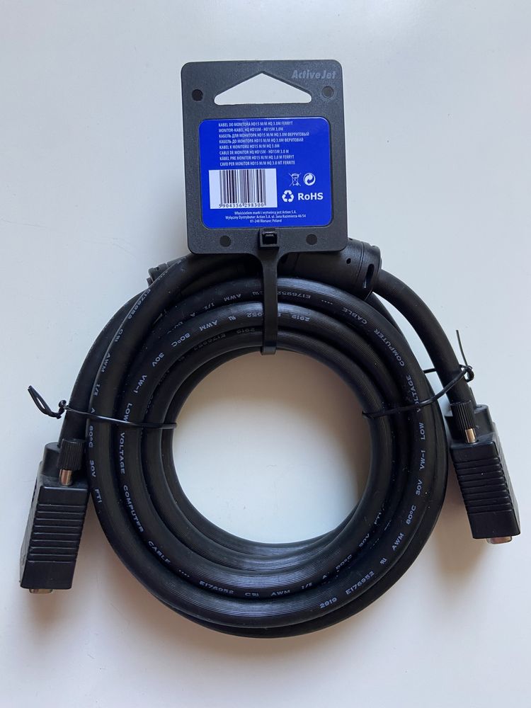 Kabel do monitora HD 15 M\M HQ 3.0 M  ferryt
