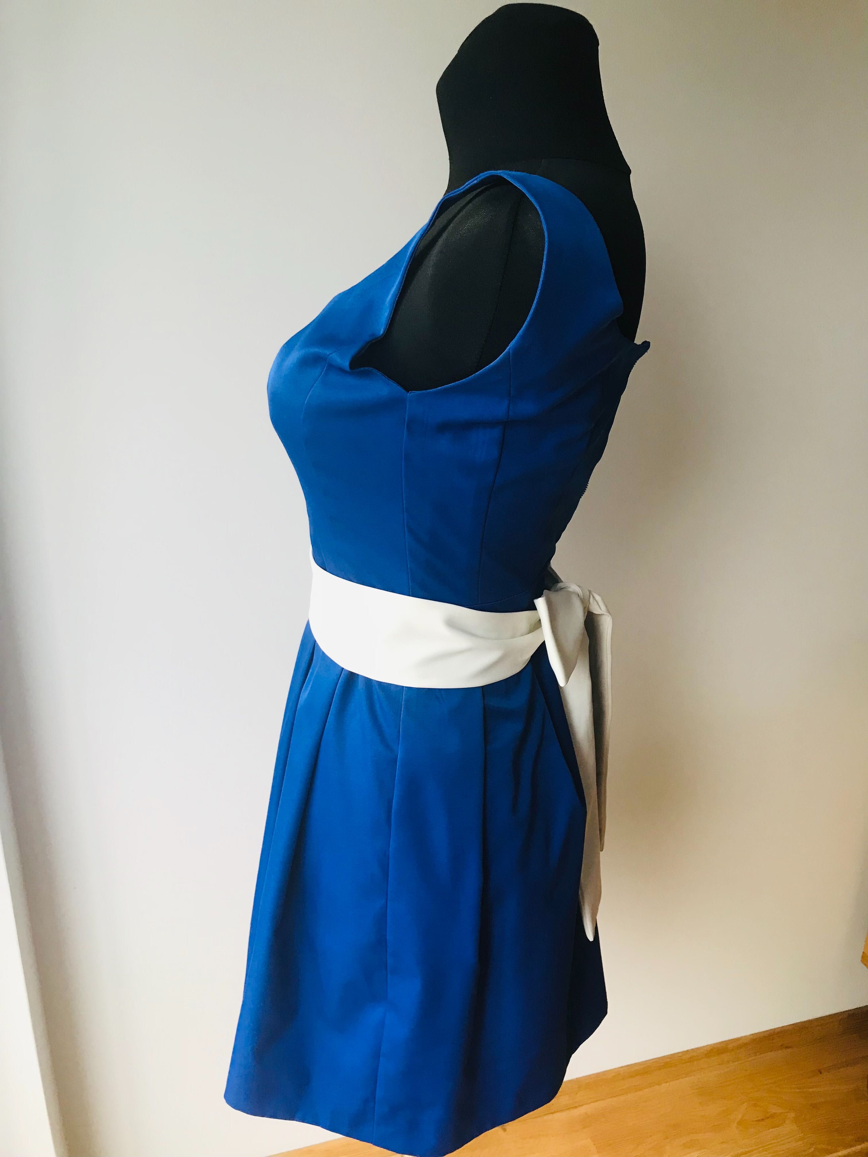 Chabrowa / niebieska elegancka sukienka wesele /przyjęcie r.36
