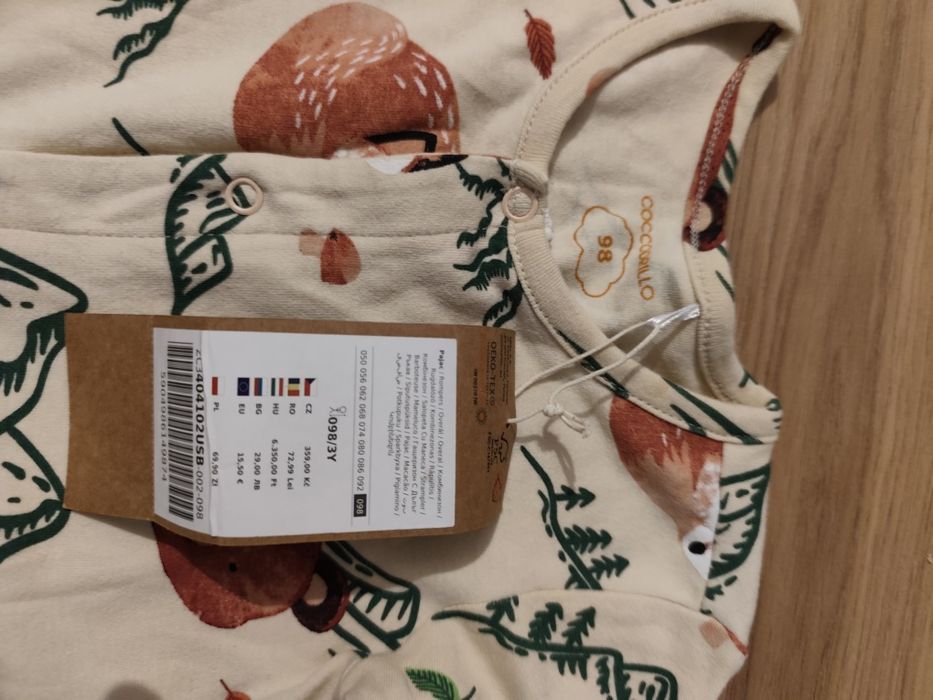 Śpioszki piżamka pajacyk z długim rękawem rozm. 98 nowe coccodrillo