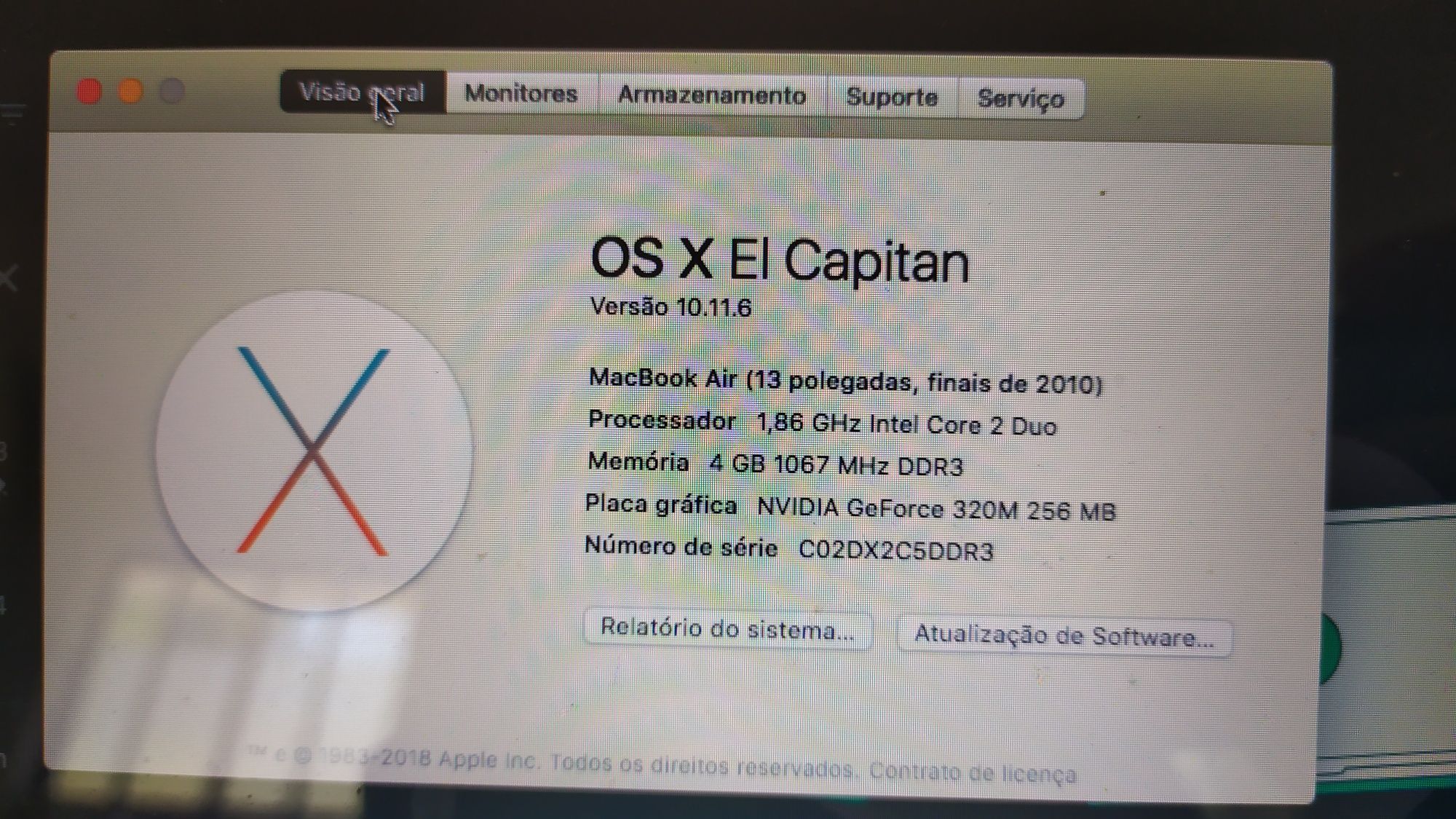 MacBook Air 13" 4GB a funcionar MacOs/ChromeOs