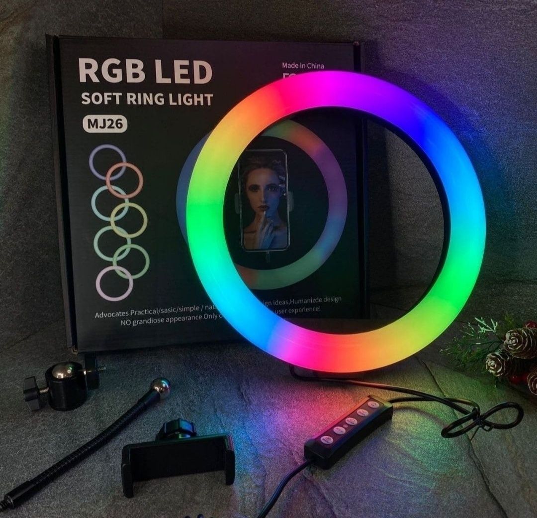 Набор Кольцевая лампа RGB 26см, MJ26 + 2м штатив