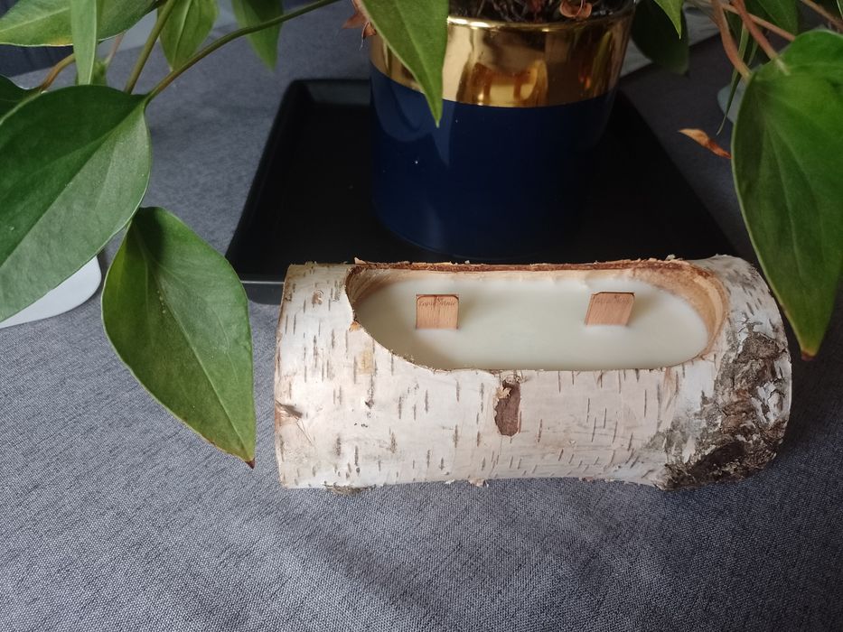 Świeca Sojowa w naturalnym drewnie
