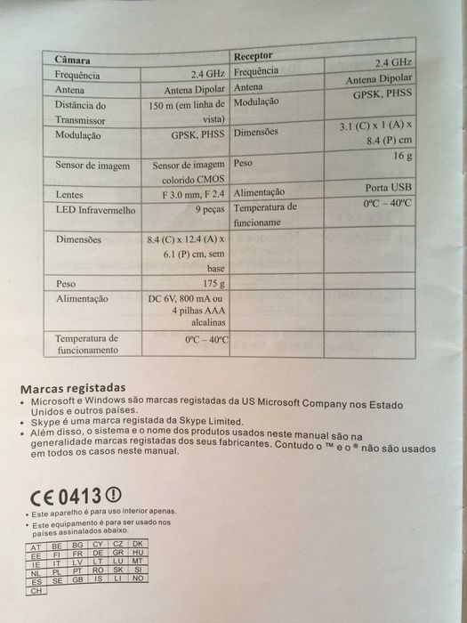 Câmara Difital USB Wireless 2,4GHz para PC