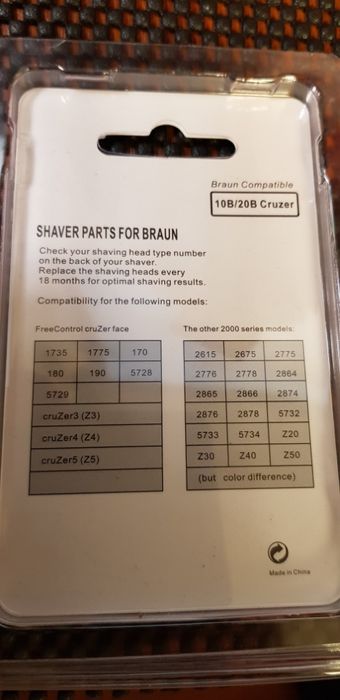 БЛИСТЕР Сетка в корпусе + НОЖ BRAUN 10B/20В (Series 1) 170 180 браун